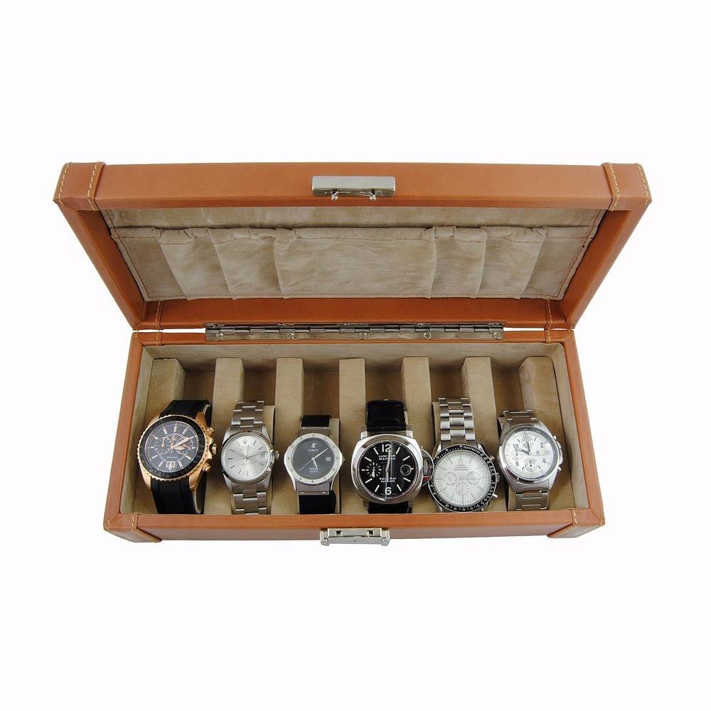 Foto Estuche piel 6 relojes (Color: HABANA, Talla: U)