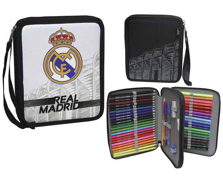 Foto Estuche plumier Real Madrid con pinturas y rotuladores