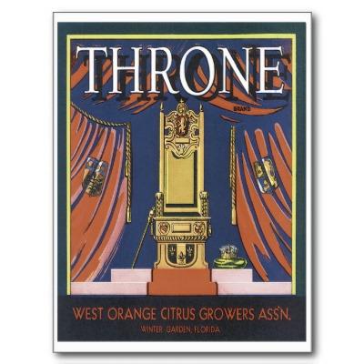 Foto Etiqueta anaranjada del cajón de la fruta del tron Postales