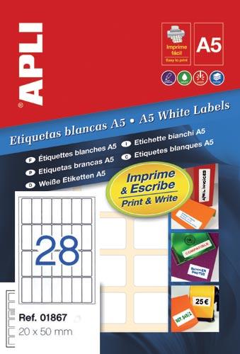Foto Etiquetas Adhesivas Apli Din A5 Inkjet/laser/fotocopiadora/manual 20 X 50mm Cantos Romos 17 Hojas