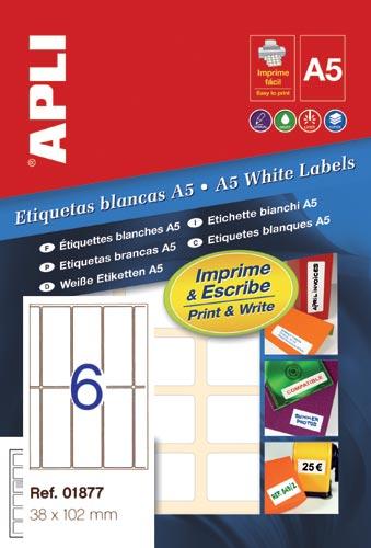 Foto Etiquetas Adhesivas Apli Din A5 Inkjet/laser/fotocopiadora/manual 38 X 102mm Cantos Romos 17 Hojas