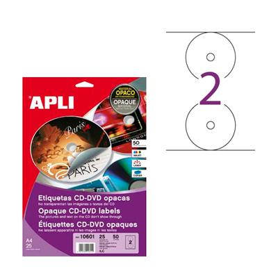 Foto Etiquetas Apli CD/DVD opacas 117 mm.