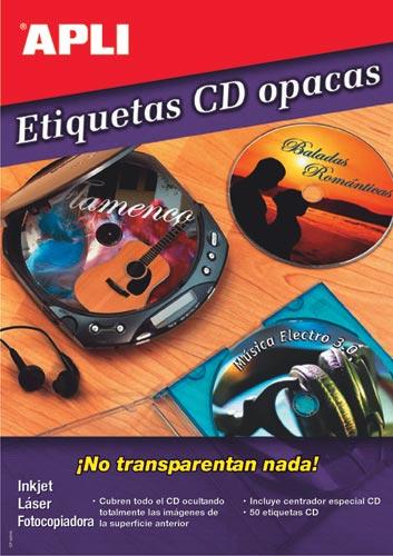 Foto Etiquetas cd - dvd apli mega inkjet/laser/fotocopiadora dorso opaco 117mm-18mm 25 hojas