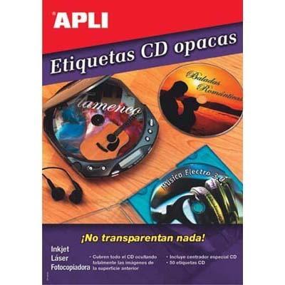 Foto Etiquetas cd dvd Apli mega dorso opaco 117mm-18mm 25 hojas