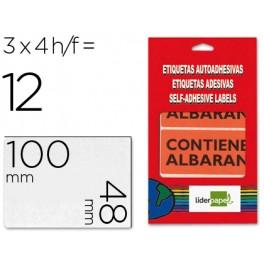 Foto Etiquetas Contiene Albaran 100x48mm Liderpapel 4 Hojas (Pack 12 ud)