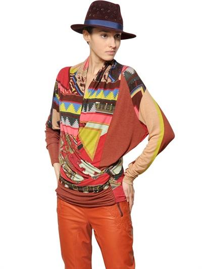Foto etro blusa tejida de viscosa estampada