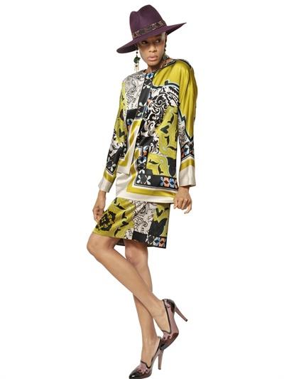 Foto etro vestido de seda satén paneles estampados