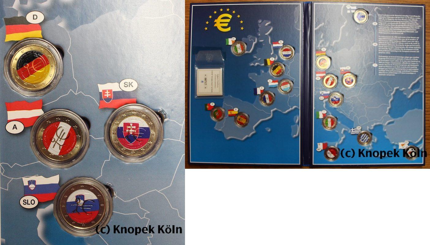 Foto Europäische Union (16 Euro-Staaten) Lot 16x 2 Euro (farbig) 2009
