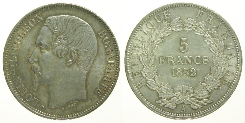 Foto Europa 5 Francs 1852