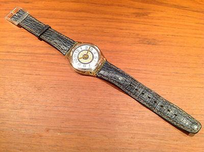 Foto Expo - Vintage Reloj Watch Montre Swatch - Blue Leather Strap - Nuevo