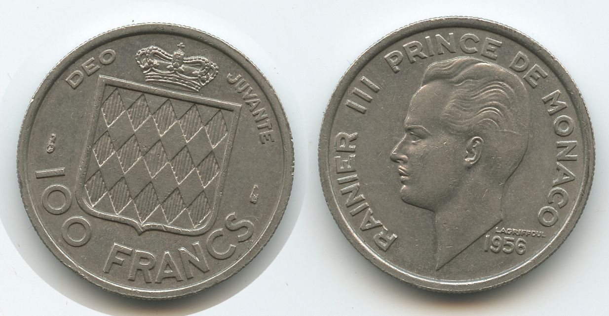 Foto Fürstentum Monaco 100 Francs 1956
