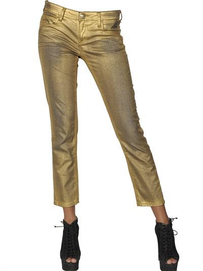 Foto faith connexion jeans de denim de algodón encerado dorado