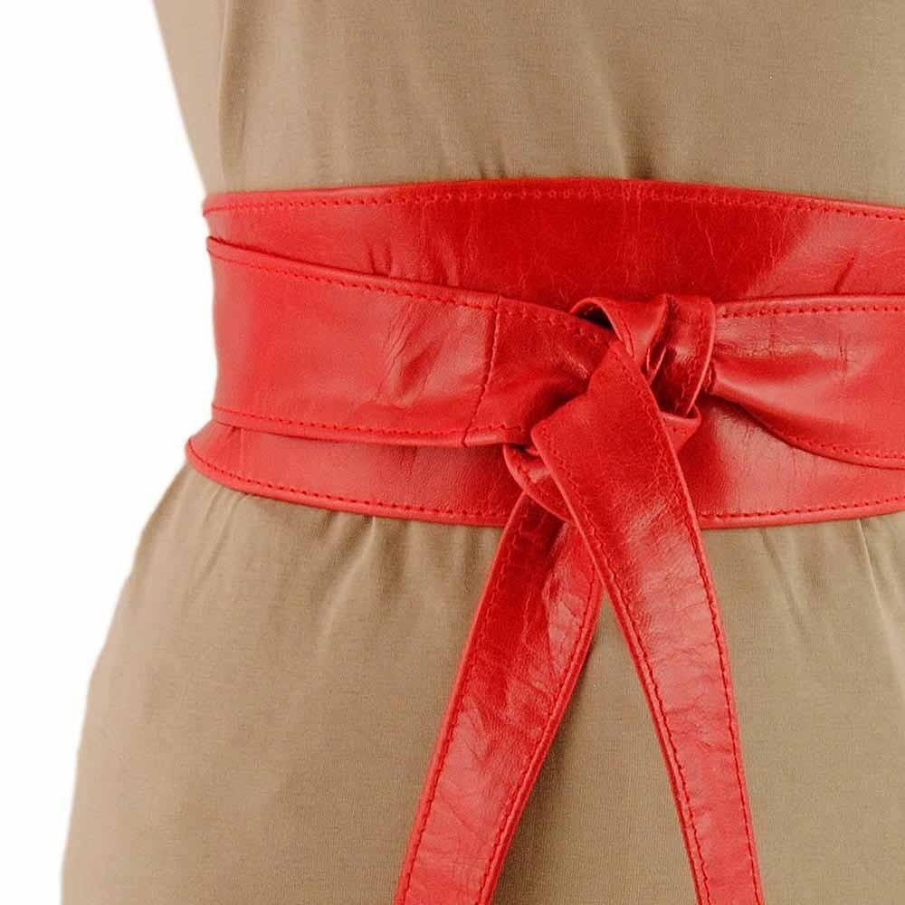 Foto Fajín ancho de piel lisa para cintura (Color: ROJO, Talla: U)