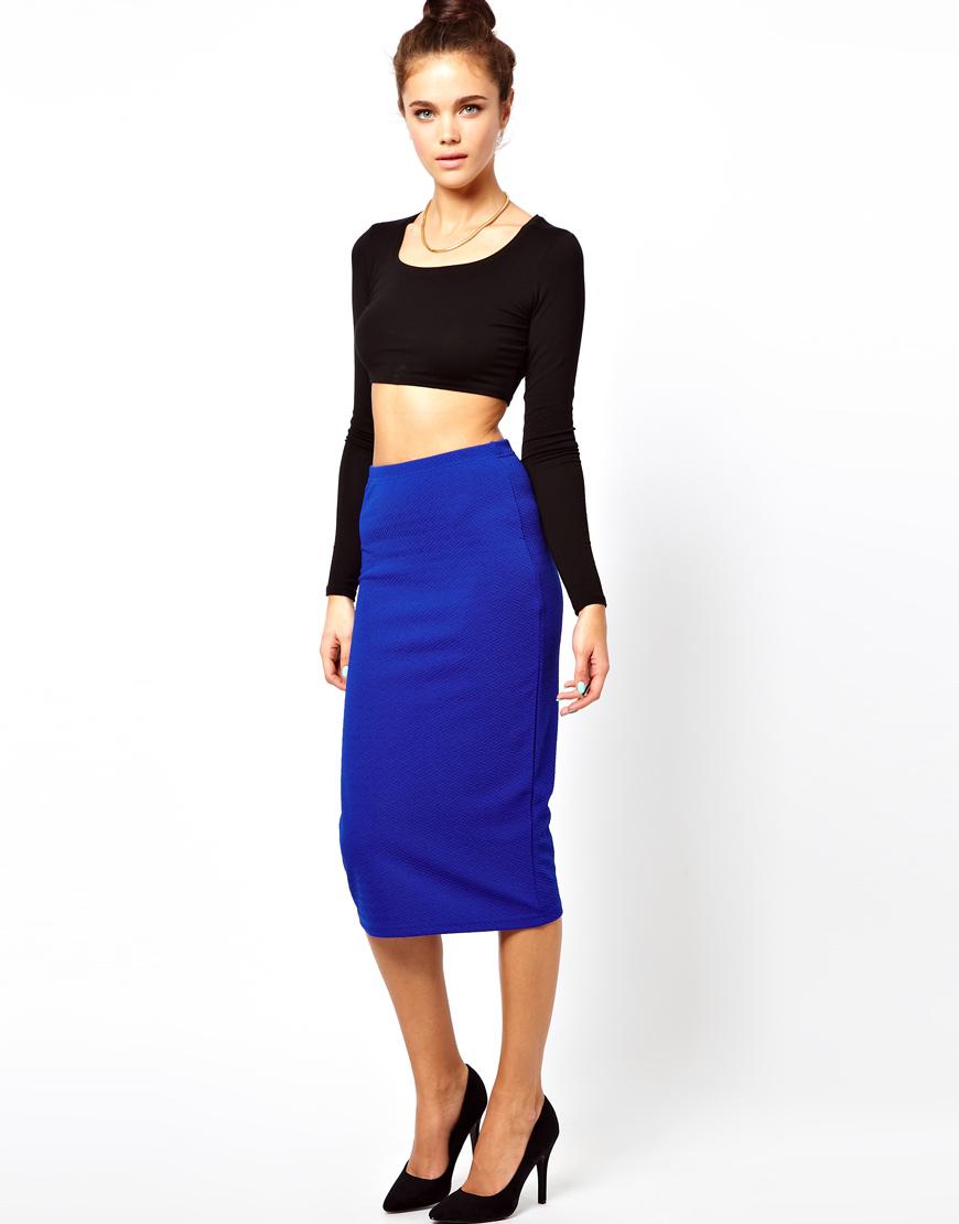 Foto Falda de tubo de punto texturizado de Glamorous Azul eléctrico