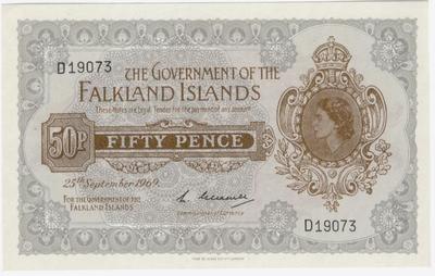 Foto Falkland Islands.  -  P.- 10-a  -  50 Pence   1969  -  Uncirculated