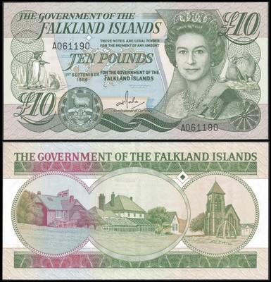 Foto Falkland Islands 10 Pounds 1.9.1986 P 14 Unc