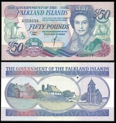 Foto Falkland Islands 50 Pounds 1.7.1990 P 16 Unc