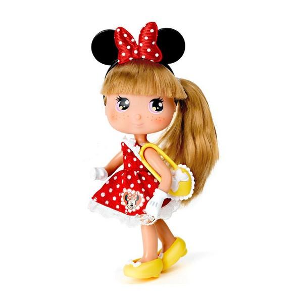 Foto Famosa i love minnie - muñeca castaña con vestido rojo