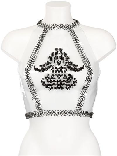 Foto fannie schiavoni bustier de pvc bordado