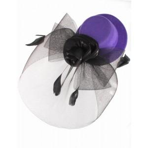 Foto fascinator sombrero de color con luz de malla negro con tela r:púrpura