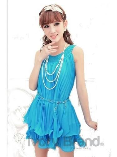 Foto Fashion sleeveless solid color chiffon dress