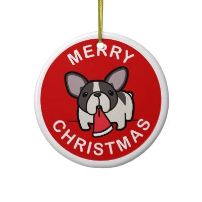 Foto Felices Navidad de Frenchie de varios colores Brin Adorno De Reyes