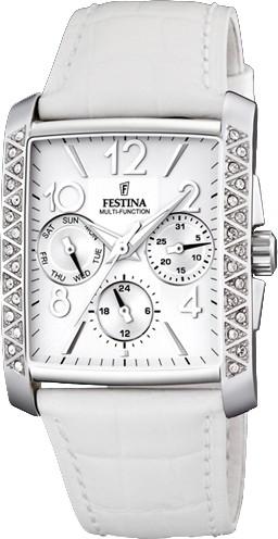 Foto Festina Womens Fashion Chronograph Stainless Watch - White Leather Strap - White Dial - F16524-1