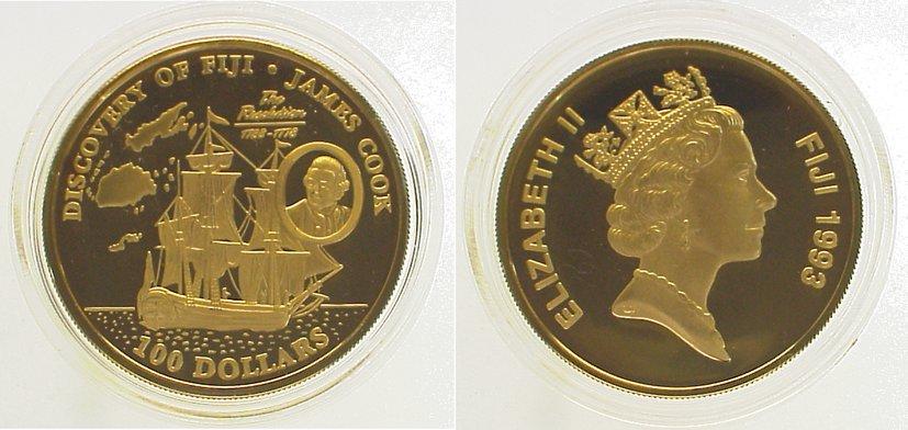 Foto Fidschi Inseln 100 Dollars Gold 1993
