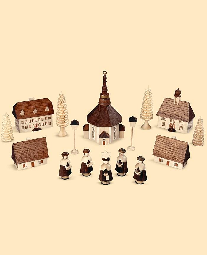 Foto Figuras pueblo de Seiffen con cantantes de villancicos, 12 cm. de alto, natural, original de los Montes Metálicos (Erzgebirge) hecho por la empresa Müller del pueblo de Seiffen
