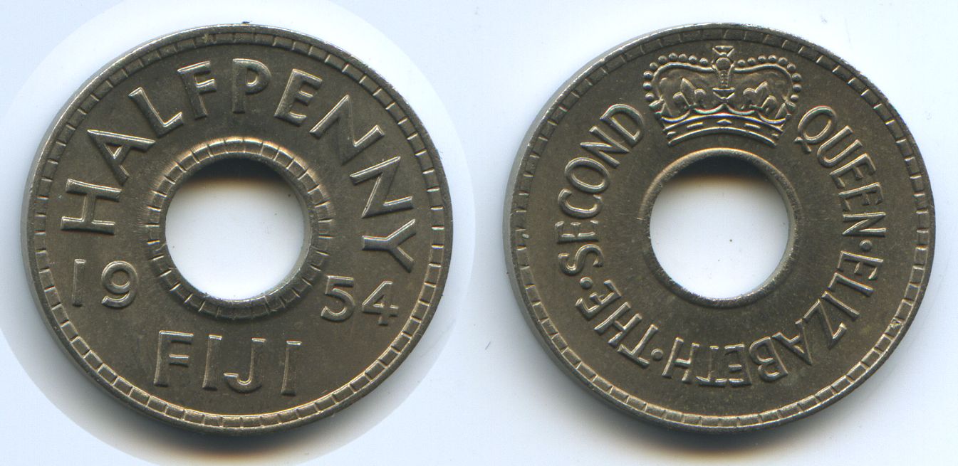 Foto Fiji Fidschi Half Penny 1954
