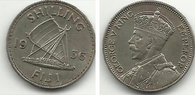 Foto Fiji Islands - British -1 Shilling Silver -1936 - 00158