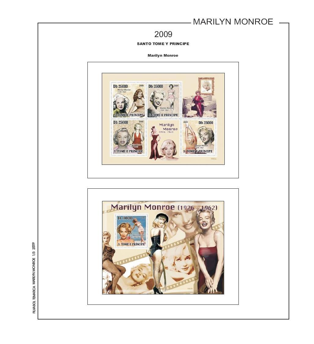 Foto FILATELIA - Material filatélico - Hojas de Sellos - Hojas Filkasol Temáticas - Hojas sin montar - Marilyn Monroe - FSMM1 - Tomo I 1971-2000