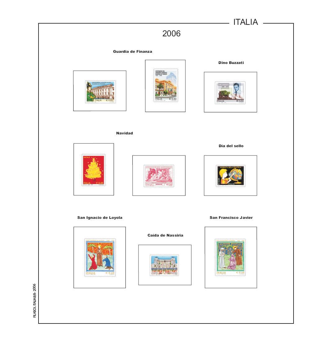 Foto FILATELIA - Material filatélico - Hojas de Sellos - Hojas por países Filkasol - Montado - Italia - PFIT2 - Suplemento 2006
