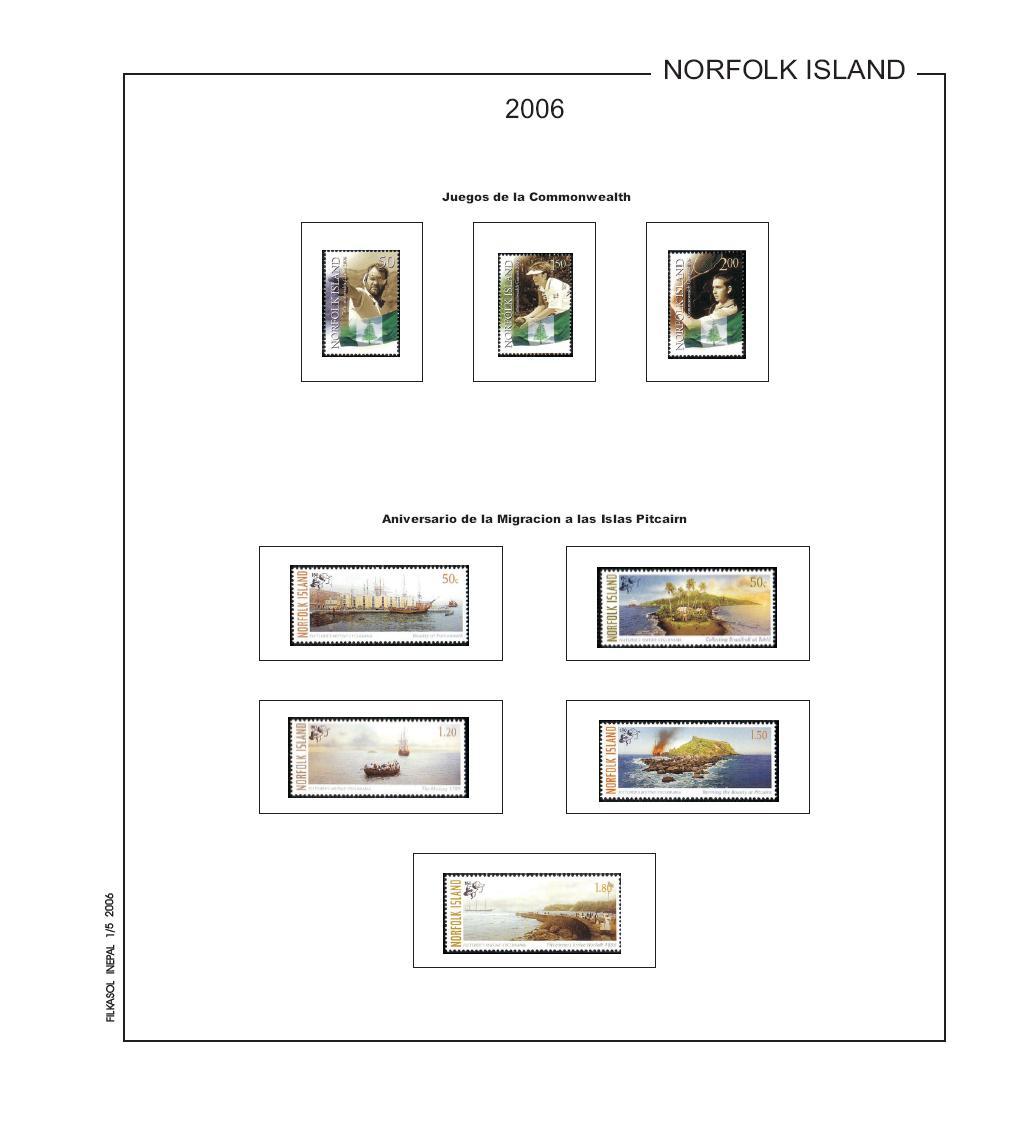 Foto FILATELIA - Material filatélico - Hojas de Sellos - Hojas por países Filkasol - Montado - Norfolk Island - PFNI2 - Suplemento 2006