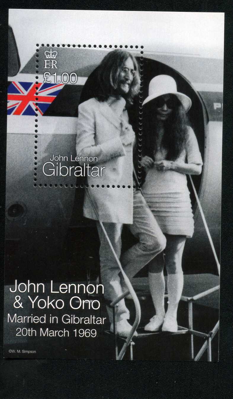 Foto FILATELIA - Sellos por países - Gibraltar - Hojitas Bloque - Nº HB 33 1999 30º Aniv. de la boda de John Lennon y Yoko Ono Lujo