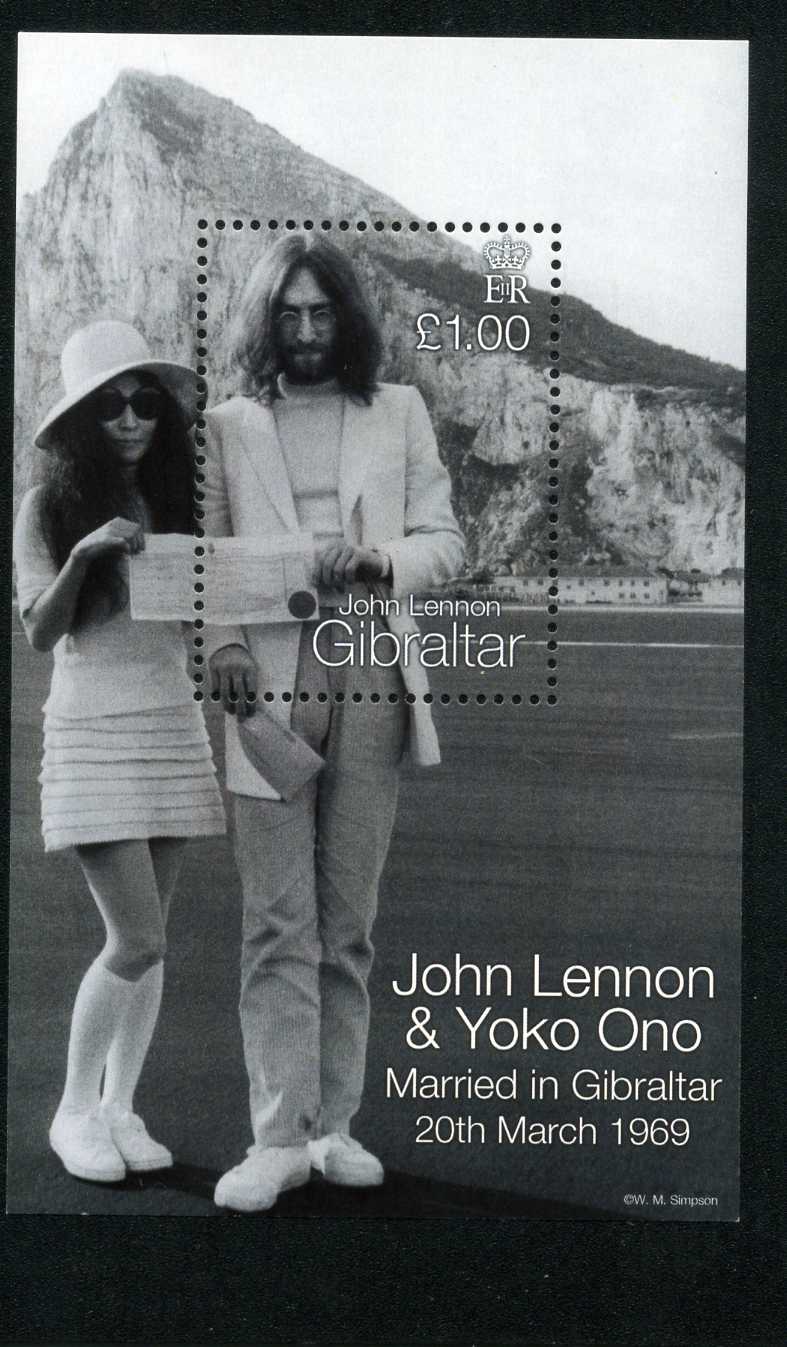 Foto FILATELIA - Sellos por países - Gibraltar - Hojitas Bloque - Nº HB 34 1999 30º Aniv. de la boda de John Lennon y Yoko Ono Lujo