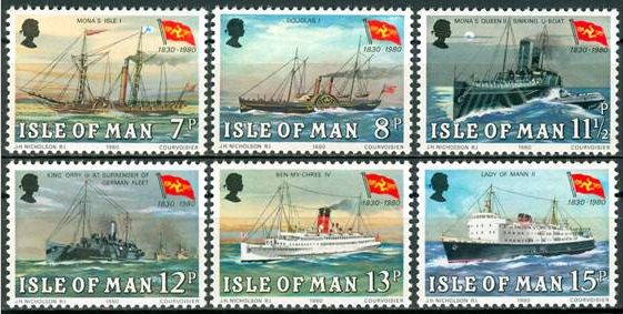 Foto FILATELIA - Sellos por países - Man (isla de) - Correo ordinario - MA00159/64 - 1980 150º Aniv. de la Cia. de barcos postales de Man Lujo