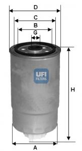 Foto Filtro combustible ufi filters spa: 24.H2O.07