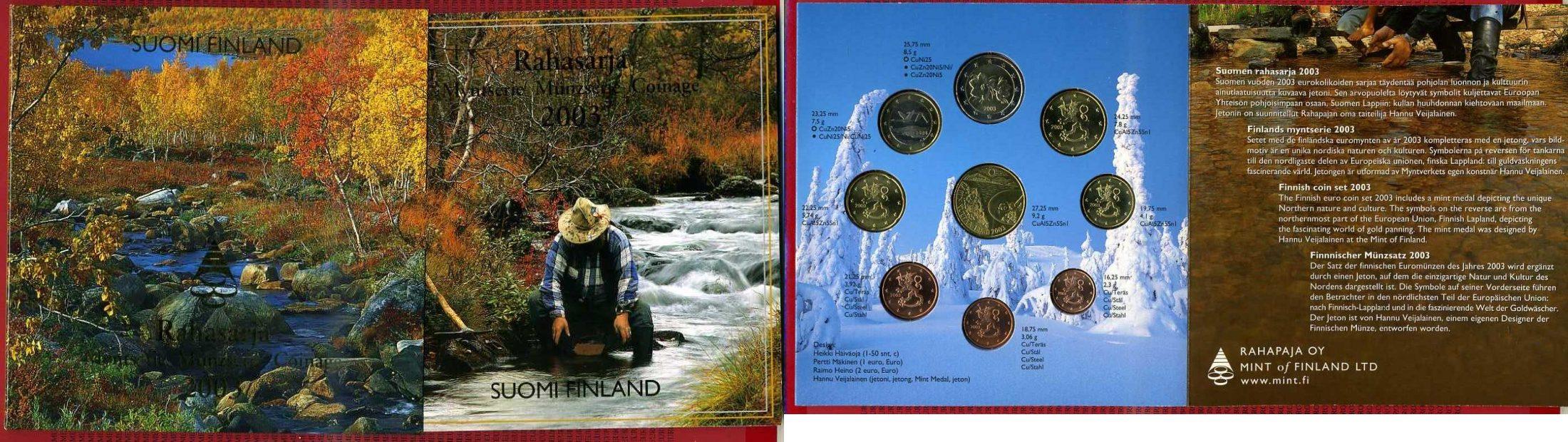 Foto Finland, Finnland, Euro Kursmünzensatz Offiziell, 3,88 Euro 2003
