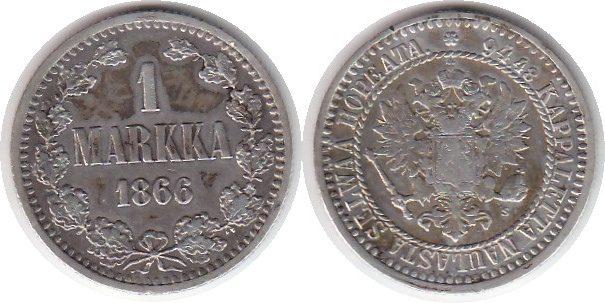 Foto Finnland 1 Markka 1866