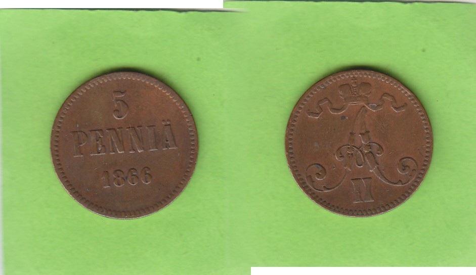 Foto Finnland 5 Penniä 1866