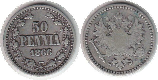 Foto Finnland 50 Pennia 1866