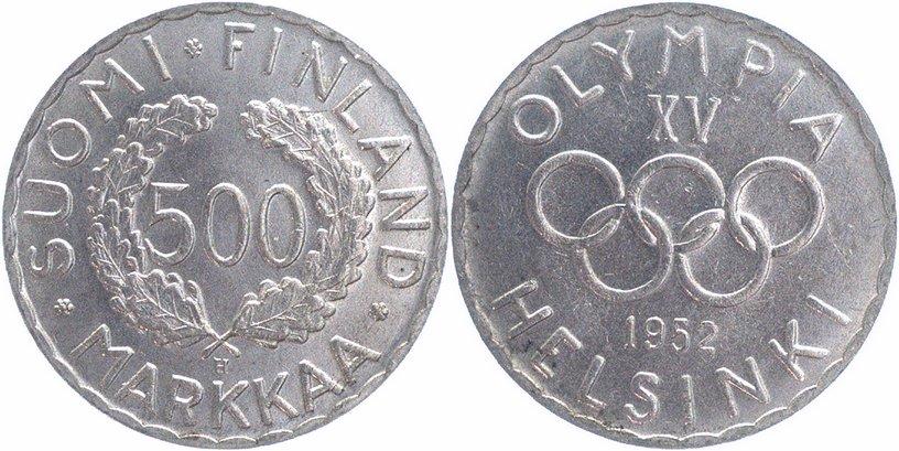 Foto Finnland 500 Markkaa Silber 1952