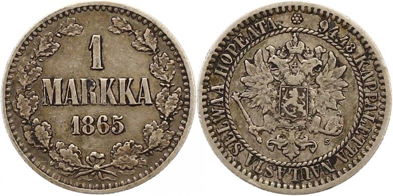 Foto Finnland Markka 1865