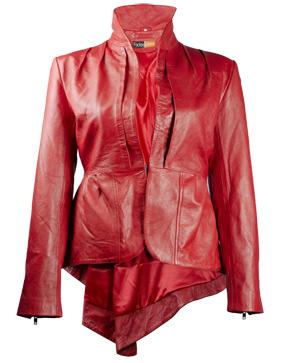 Foto Flam Glam Suave Women's Red Leather Jacket