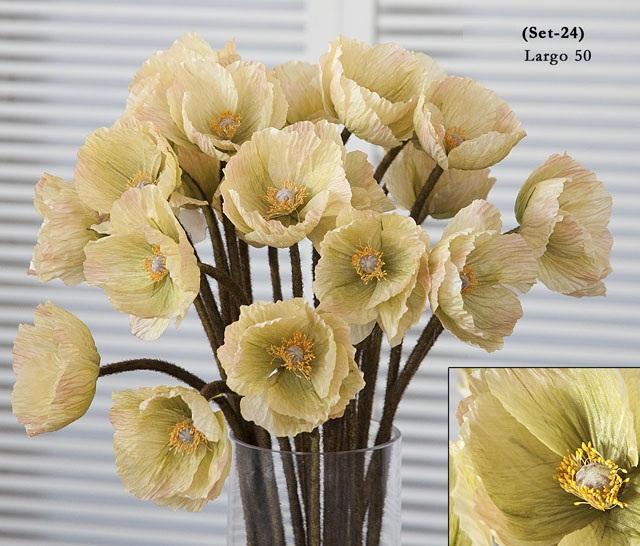 Foto Flor seda amapola verde SET 24