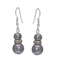 Foto Florentin silver crystal grey pearl hook earrings