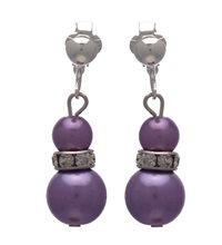 Foto Florentin silver crystal lilac pearl clip on earrings
