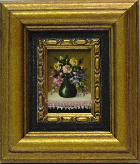 Foto Flores - 23x20 cm | Pinturas de miniaturas de colección en óleo sobre tabla