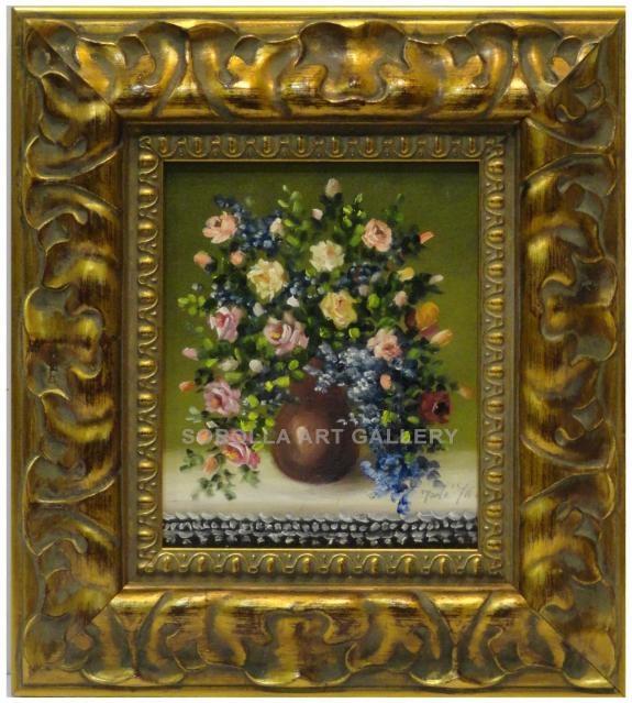 Foto Flores - 33x28 cm | Pinturas de miniaturas de colección en óleo sobre tabla